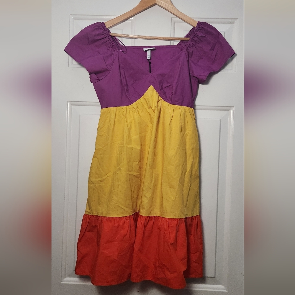 Get Color Block Baby Doll Dress Size XS